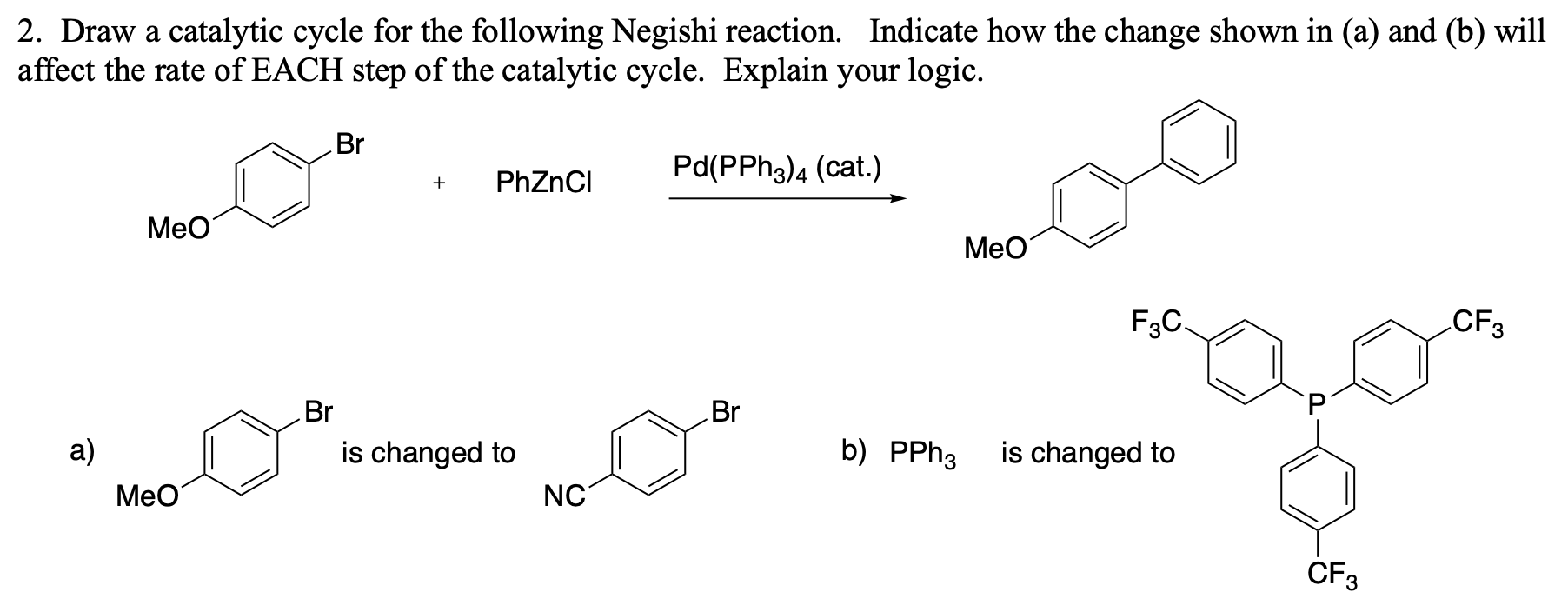 Solved 2. Draw a catalytic cycle for the following Negishi | Chegg.com