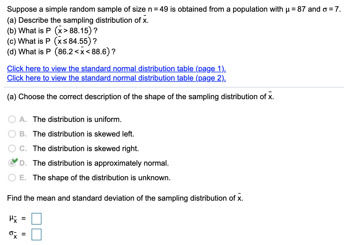 Solved A simple random sample of size n = 50 is obtained | Chegg.com