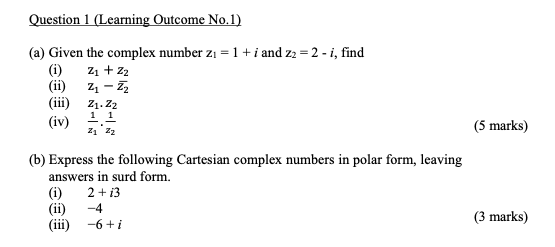 Solved A Given The Complex Number Z11i And Z22−i Find 3090