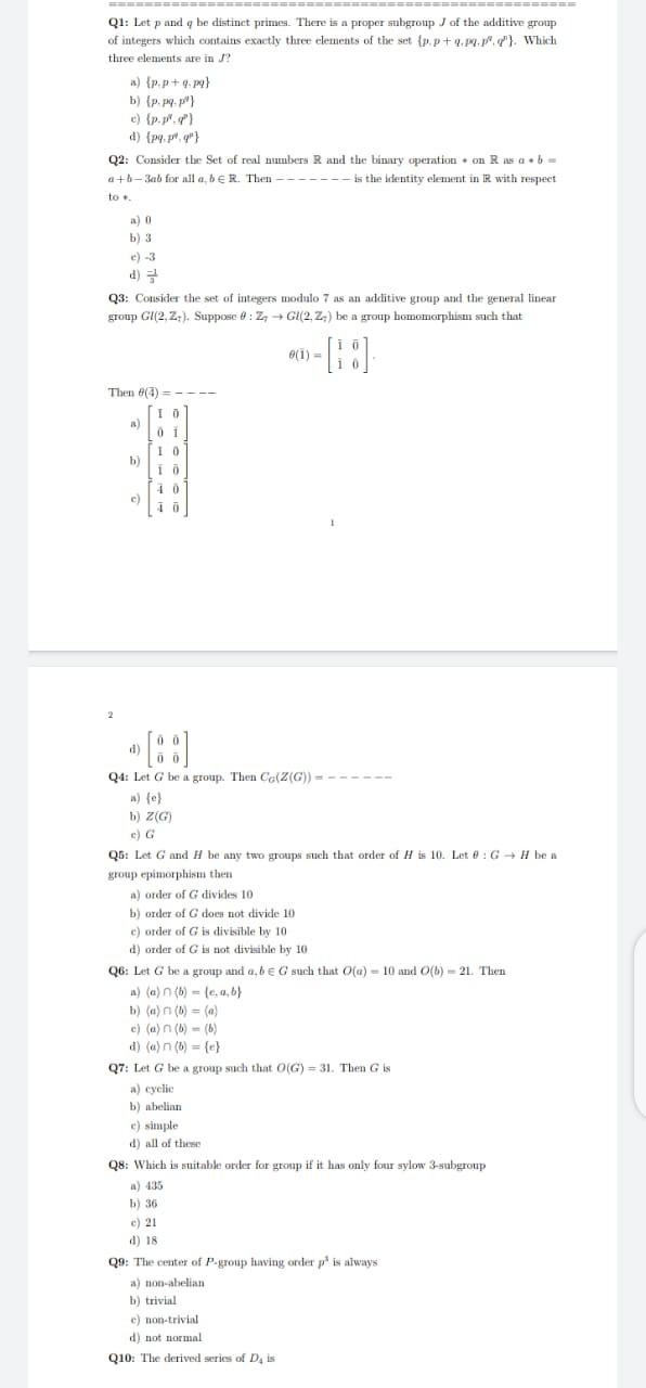 Solved Q1 Let P And Q Be Distinct Primes There Is A Proper