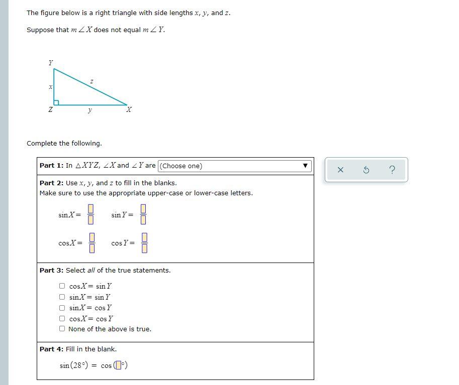 Solved The figure below is a right triangle with side | Chegg.com