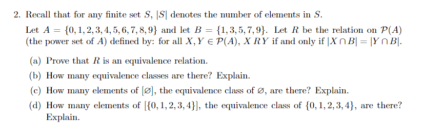 Solved 2 Recall That For Any Finite Set S S Denotes The Chegg Com