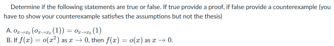 Solved Determine if the following statements are true or | Chegg.com