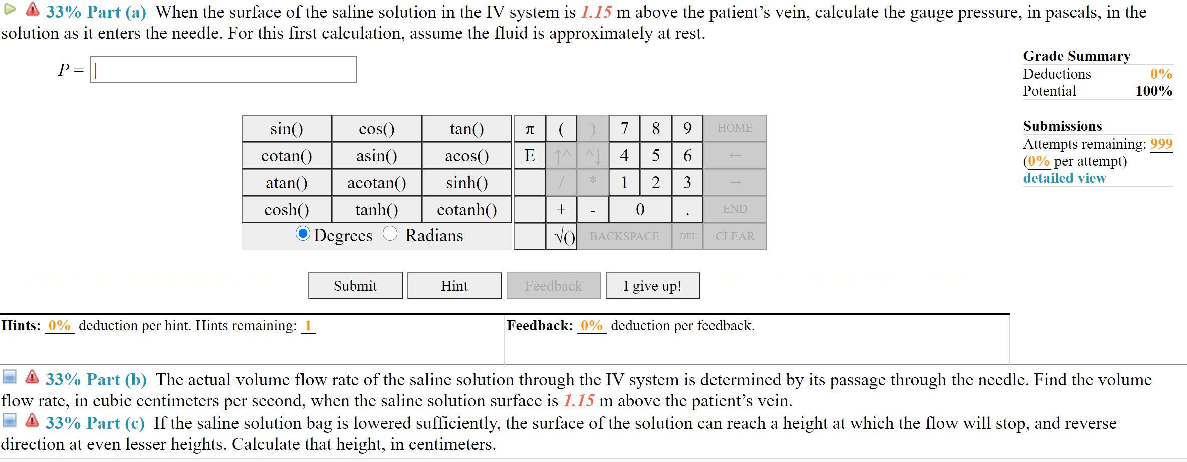 Solved (5) Problem 15 An Intravenous (IV) System Is Sup