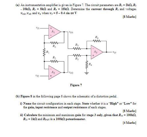 Solved (a) An instrumentation amplifier is given in Figure | Chegg.com