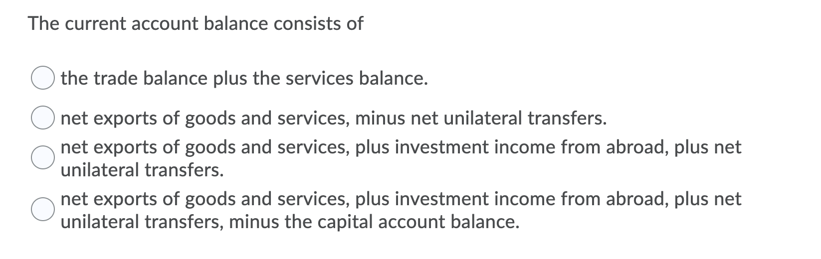 Solved The current account balance consists of the trade | Chegg.com