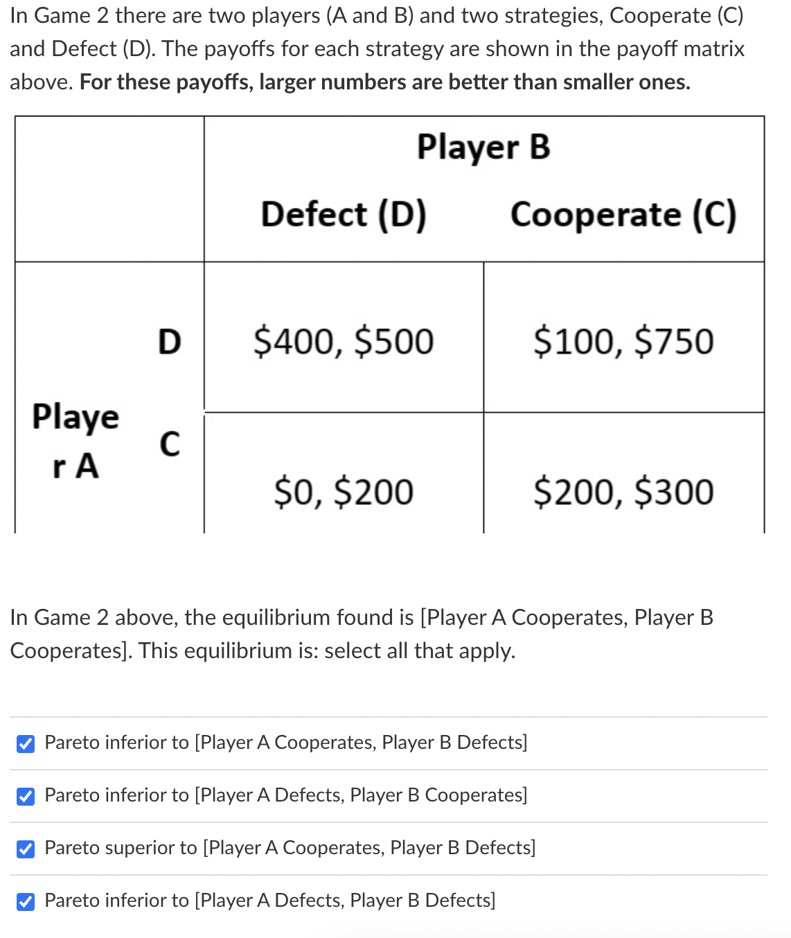 Solved In Game 2 There Are Two Players (A And B) And Two | Chegg.com