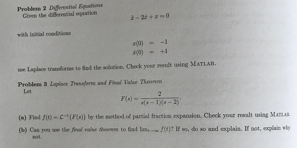 Solved Problem 2 Differential Equations Given The Differe Chegg Com