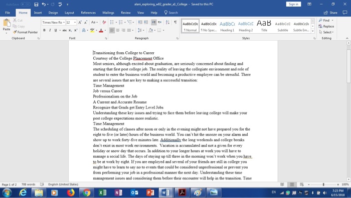 Solved EX16_WD_CH02_GRADER CAP_AS- College Placement 1.6 | Chegg.com