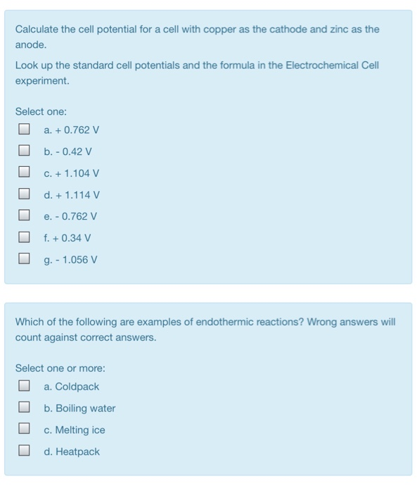 Solved Calculate the cell potential for a cell with copper | Chegg.com