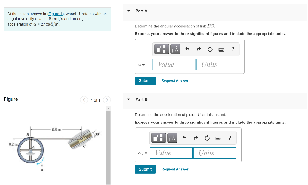 Solved Part A At The Instant Shown In (Figure 1), Wheel A | Chegg.com