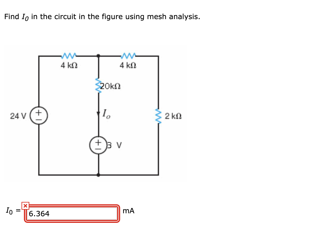 Solved Find Io in the circuit in the figure using mesh | Chegg.com