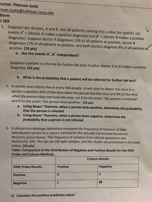 Solved ructor Piterson Juste rson JusteLehman.cuny.edu