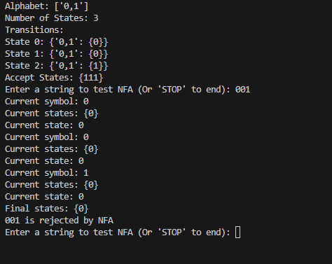 Solved My Python Code: # Construct the class NFA with | Chegg.com