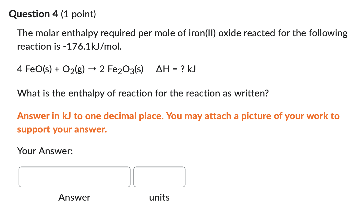 Solved The Molar Enthalpy Required Per Mole Of Iron(II) | Chegg.com