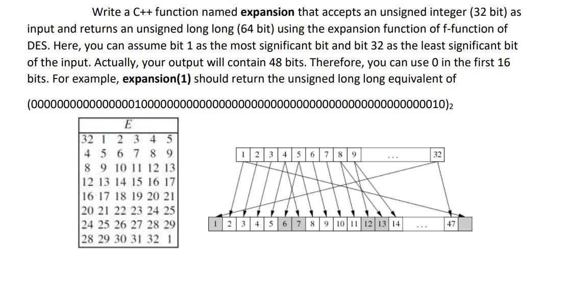 Solved Write a C++ function named expansion that accepts an | Chegg.com