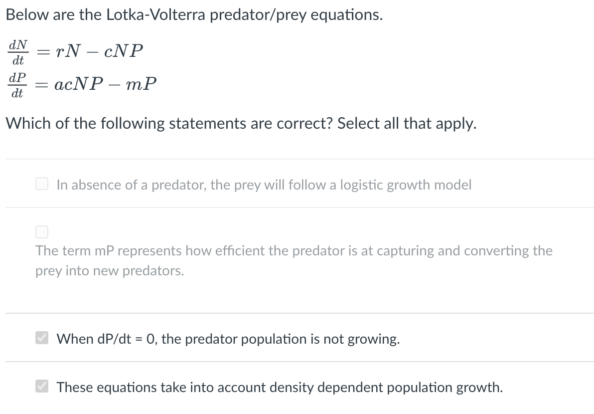 Solved Below Are The Lotka-volterra Predator Prey Equations. 