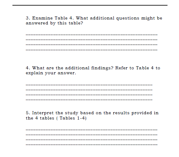 Solved Part I. Answer what is asked in each from the tables | Chegg.com