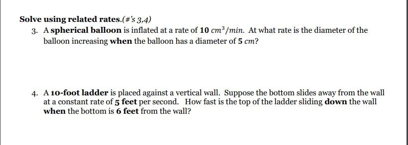 Solved Solve using related rates.(#'s 3,4) 3. A spherical | Chegg.com