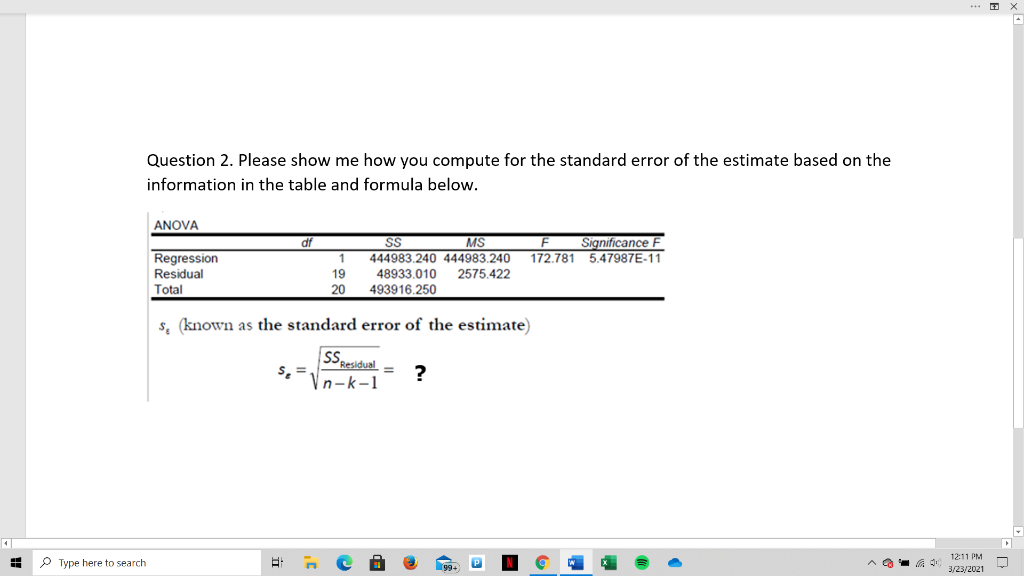Solved Question 2. Please show me how you compute for the | Chegg.com