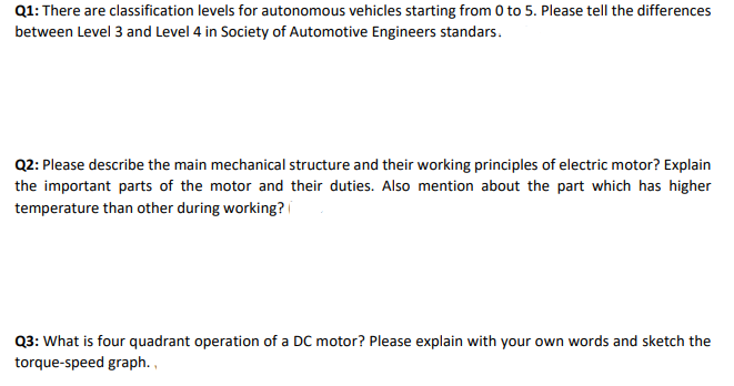 Solved Q1: There Are Classification Levels For Autonomous | Chegg.com