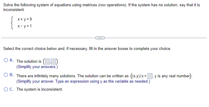 Solved Solve the following system of equations using | Chegg.com