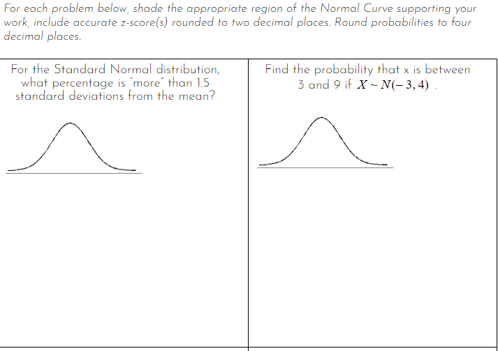 Solved For each problem below, shade the appropriate region | Chegg.com
