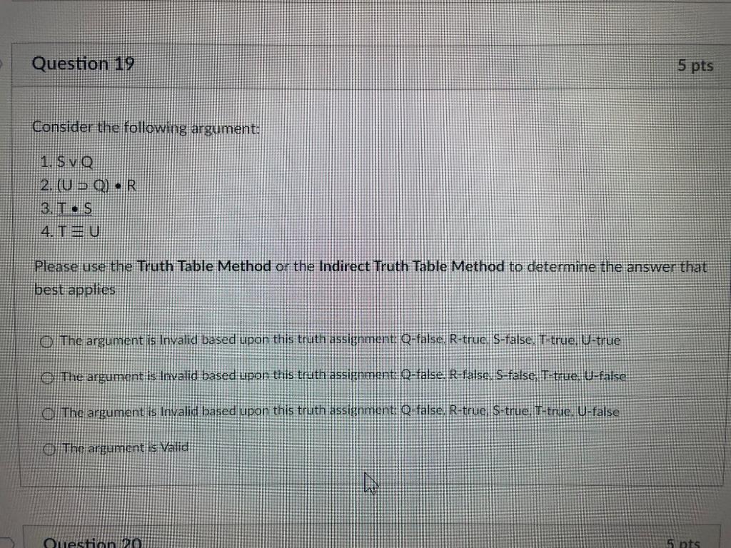 Solved Question 19 5 pts Consider the following argument: 1. | Chegg.com