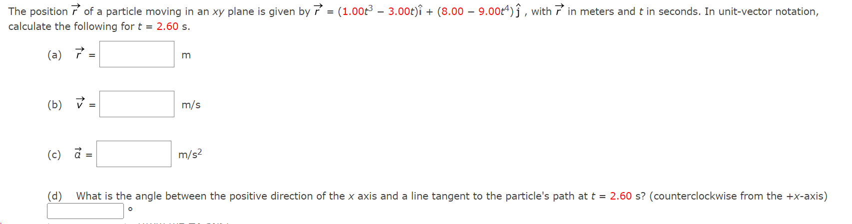 Solved The position r of a particle moving in an xy plane is | Chegg.com