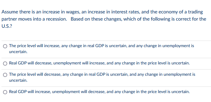 Solved Assume there is an increase in wages, an increase in | Chegg.com