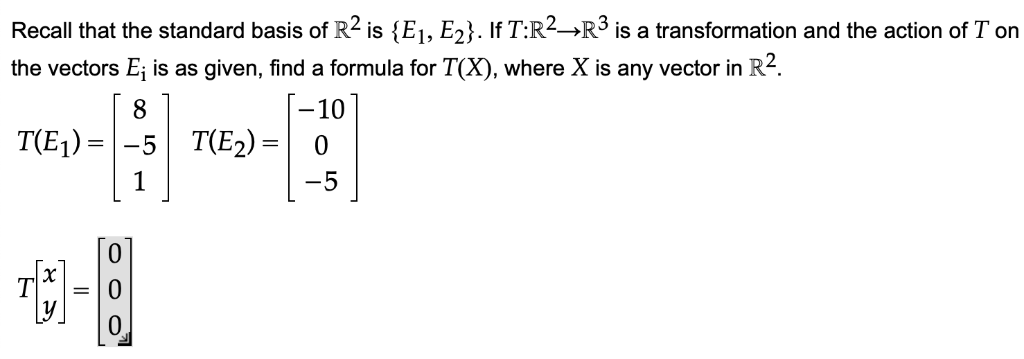 Solved Recall That The Standard Basis Of в ќ2 Is E1 E2 If Chegg Solved Recall That The Standard Basis Of в ќ2 Is E1 E2 If Chegg