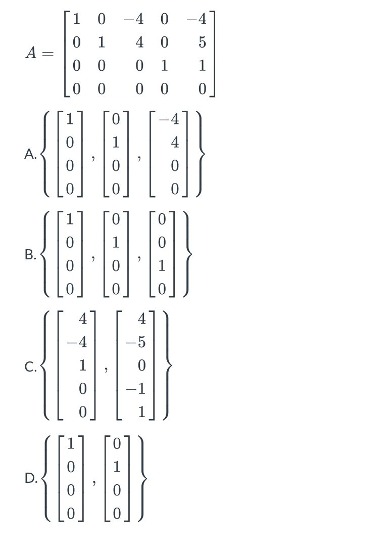 Solved Find 2 bases for the column space of the matrix. What | Chegg.com