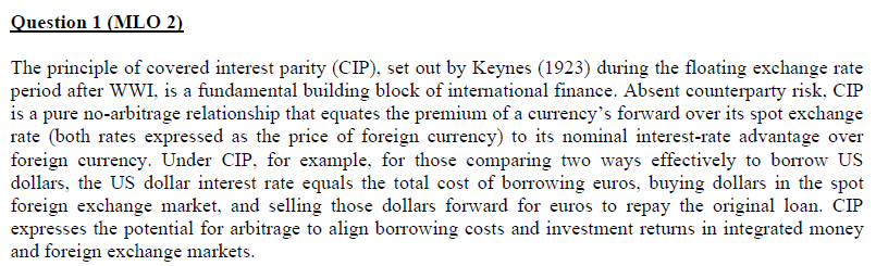 Solved The principle of covered interest parity (CIP), set | Chegg.com