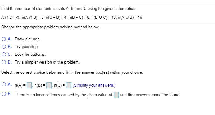 Solved Find The Number Of Elements In Sets A B And C Us Chegg Com