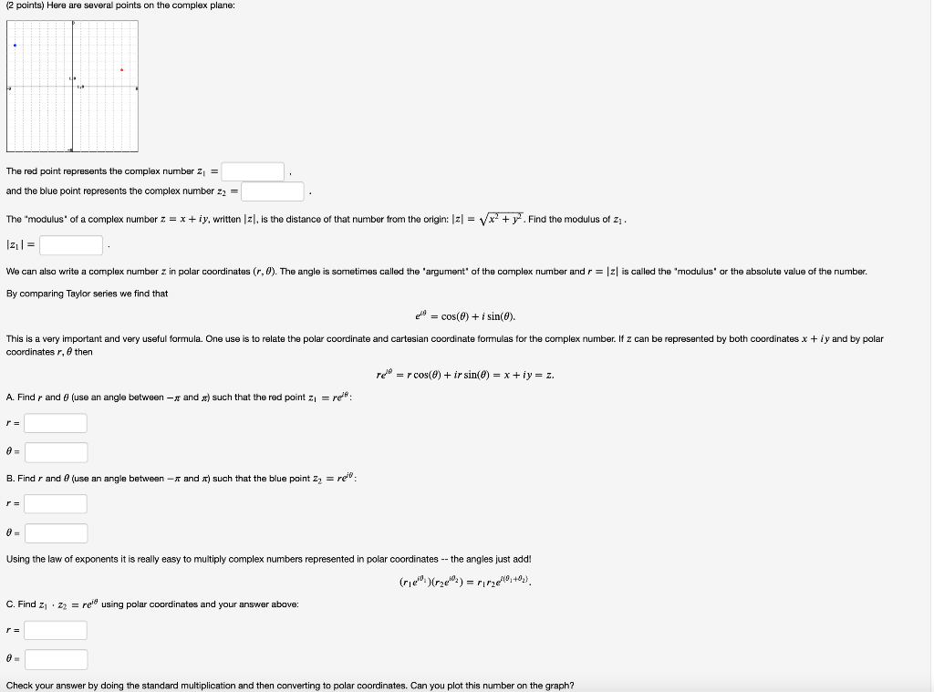Solved (2 points) Here are several points on the complex | Chegg.com