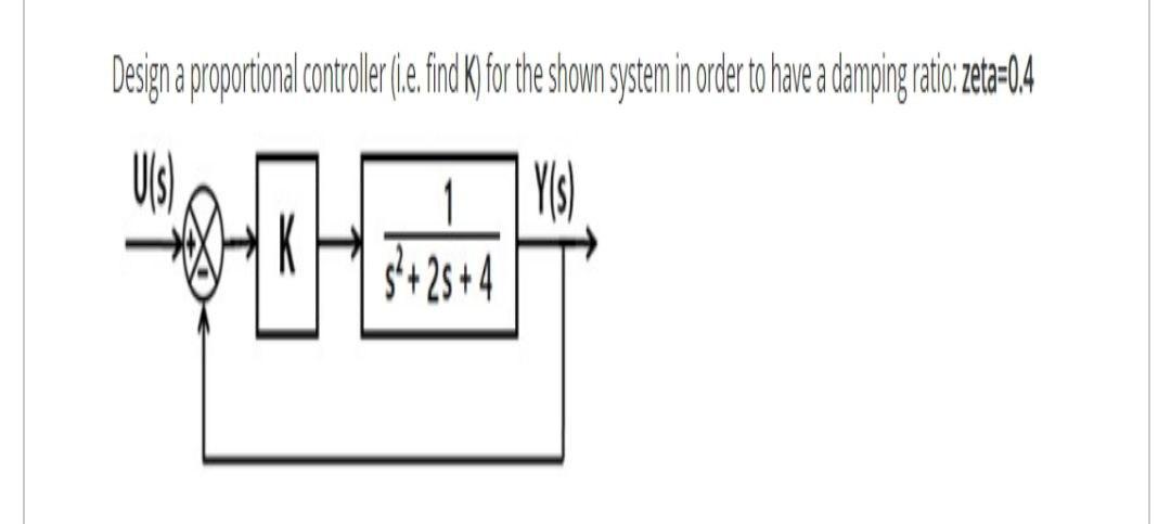 Solved Design a proportional controller (i.e. find K) for | Chegg.com