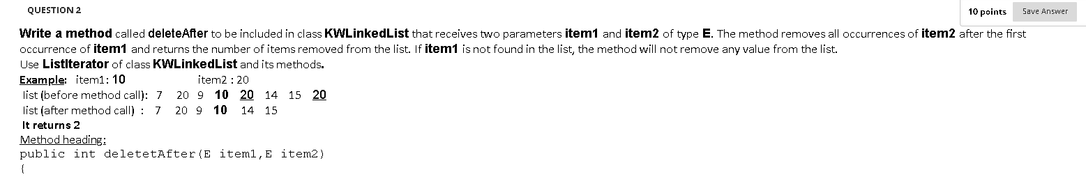 Solved QUESTION 2 10 points Save Answer Write a method | Chegg.com