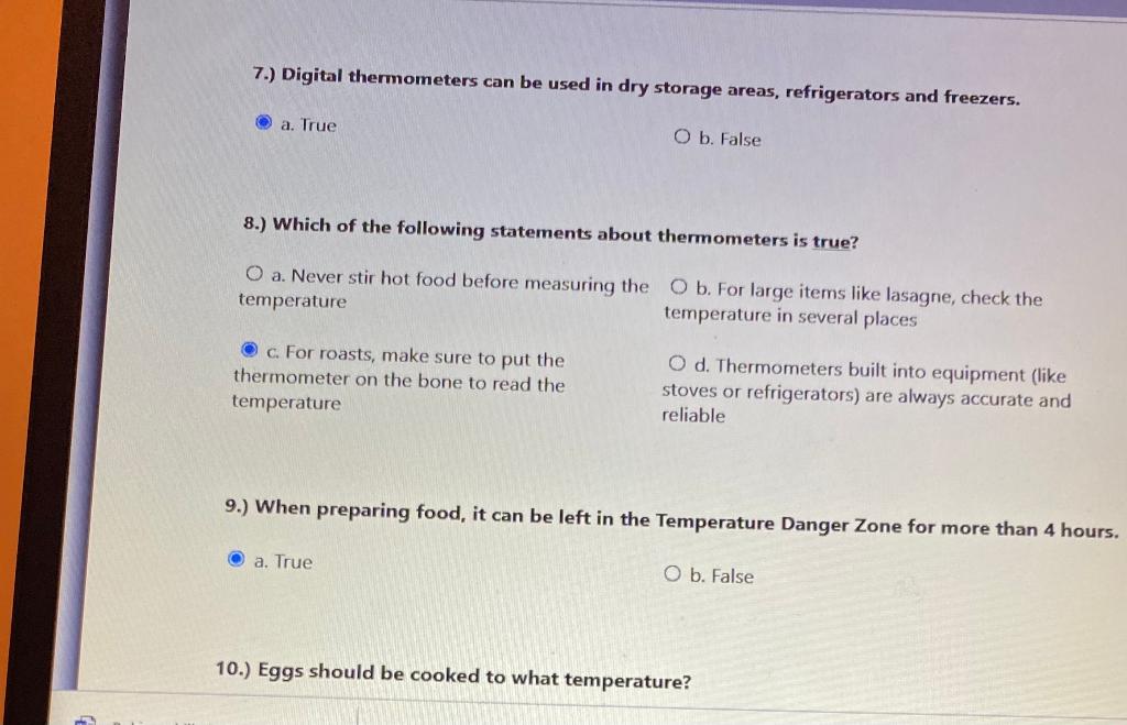 Solved 7.) Digital thermometers can be used in dry storage