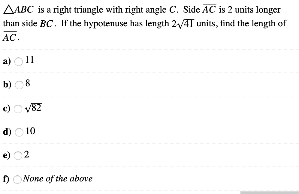 Solved AABC is a right triangle with right angle C. Side AC | Chegg.com