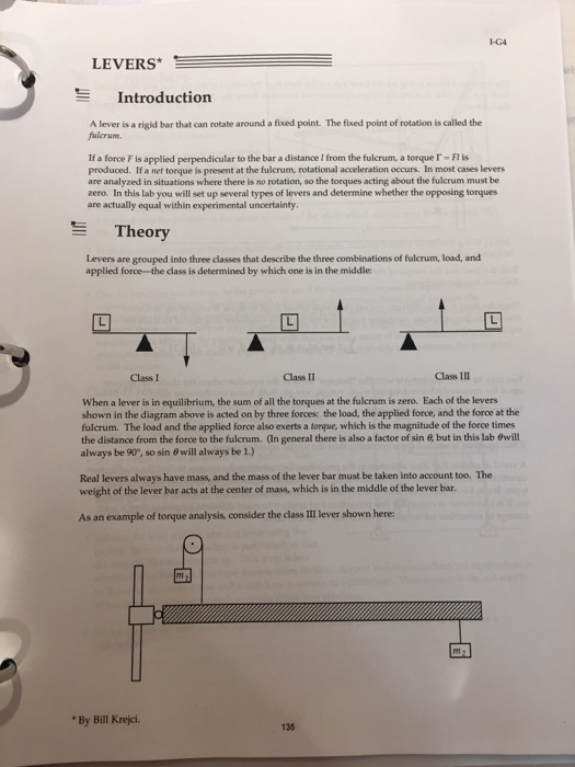 Solved PreLab for P201 1G4 LEVERS The lab has already