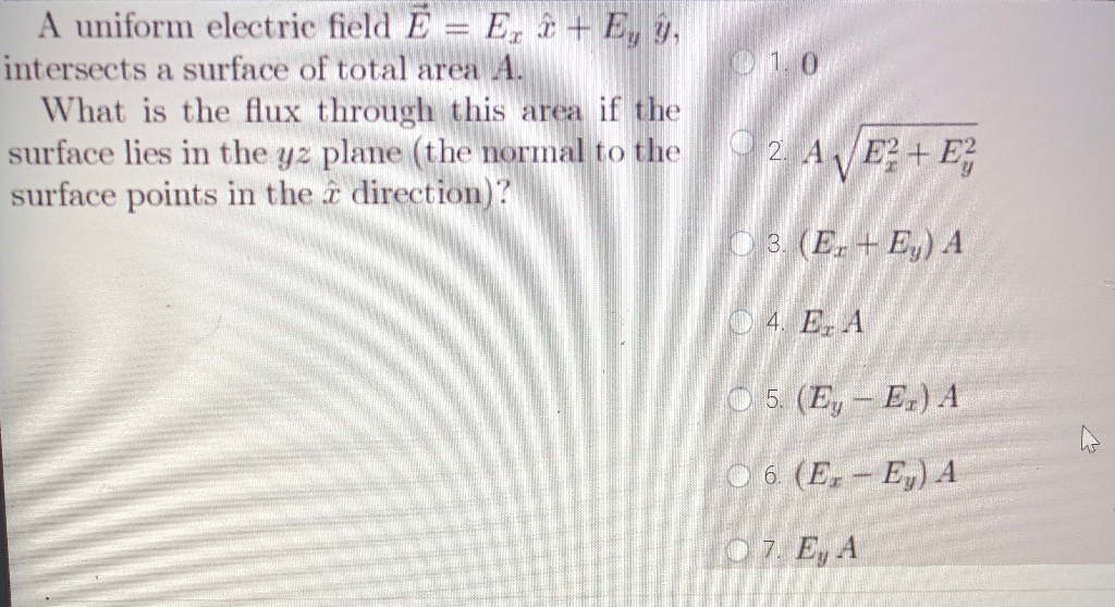 Solved A Uniform Electric Field E Ex X Ey Y Int Chegg Com