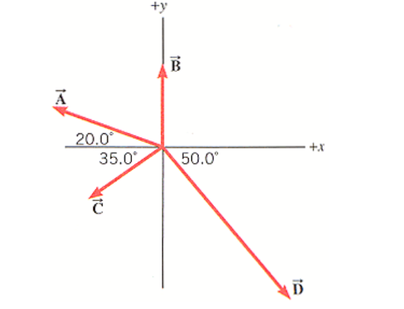 Solved The magnitudes of the four displacement vectors shown | Chegg.com