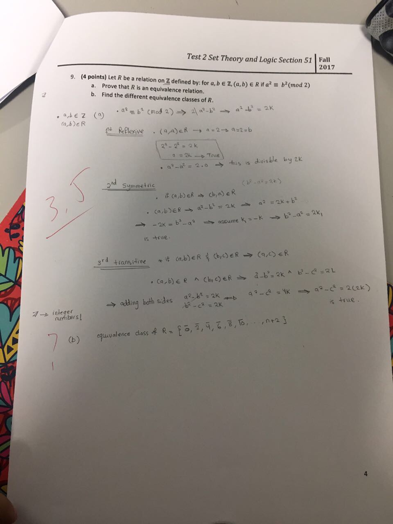 Solved Test 2 Set Theory And Logic Section 51 A12 2017 9. (4 | Chegg.com