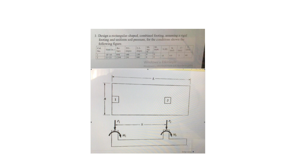 1- Design a rectangular-shaped, combined footing, | Chegg.com
