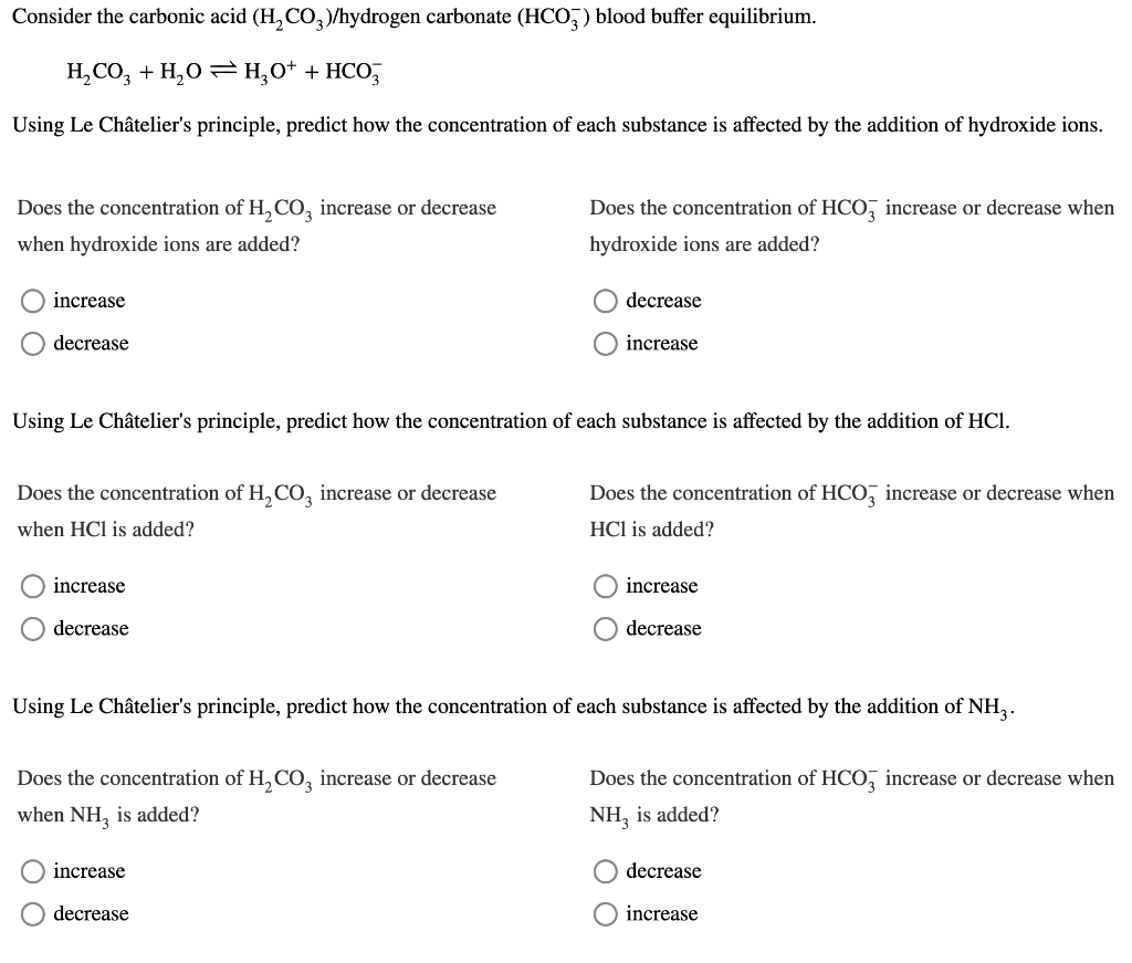 Solved Consider the carbonic acid (H2CO3)/hydrogen carbonate | Chegg.com