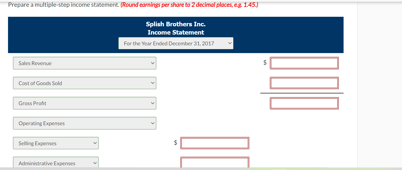 Solved The following information is available for Splish | Chegg.com