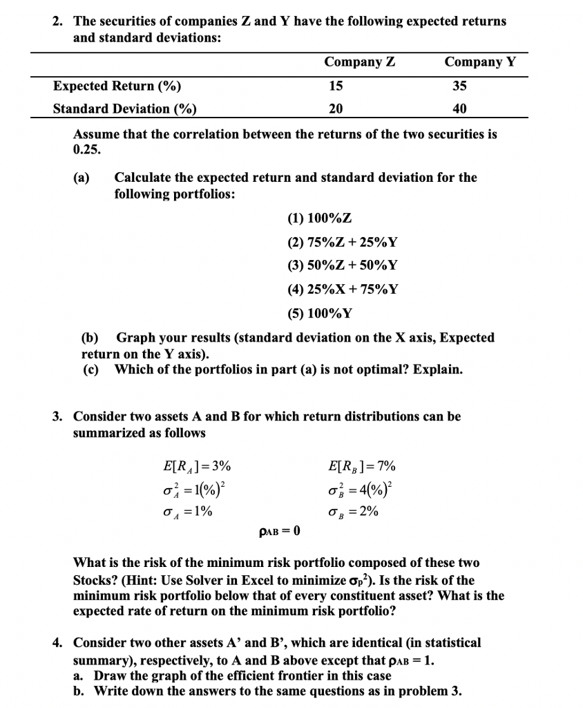 Solved 2. The Securities Of Companies Z And Y Have The | Chegg.com