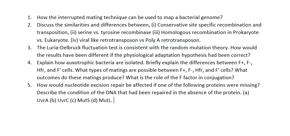 Solved 1. How the interrupted mating technique can be used | Chegg.com