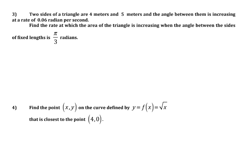 Solved 3 Two Sides Of A Triangle Are 4 Meters And 5 Meters Chegg Com