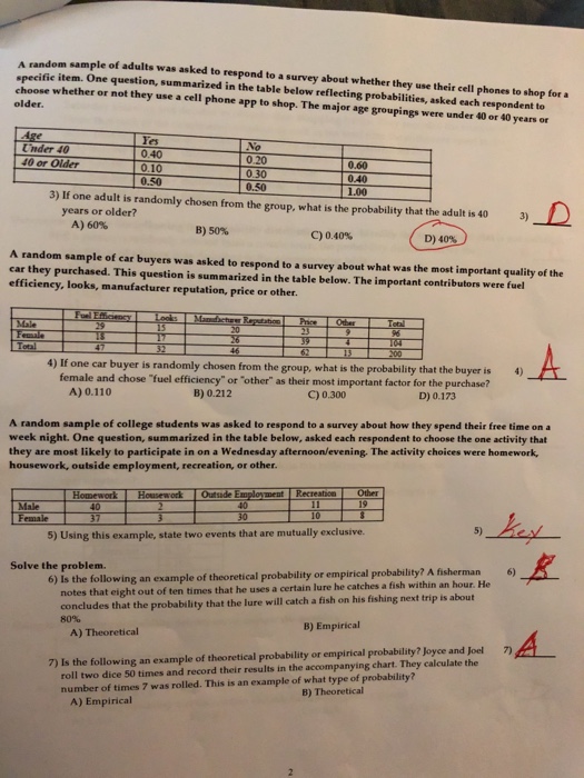 Solved A random sample of adults was asked to respond to a | Chegg.com